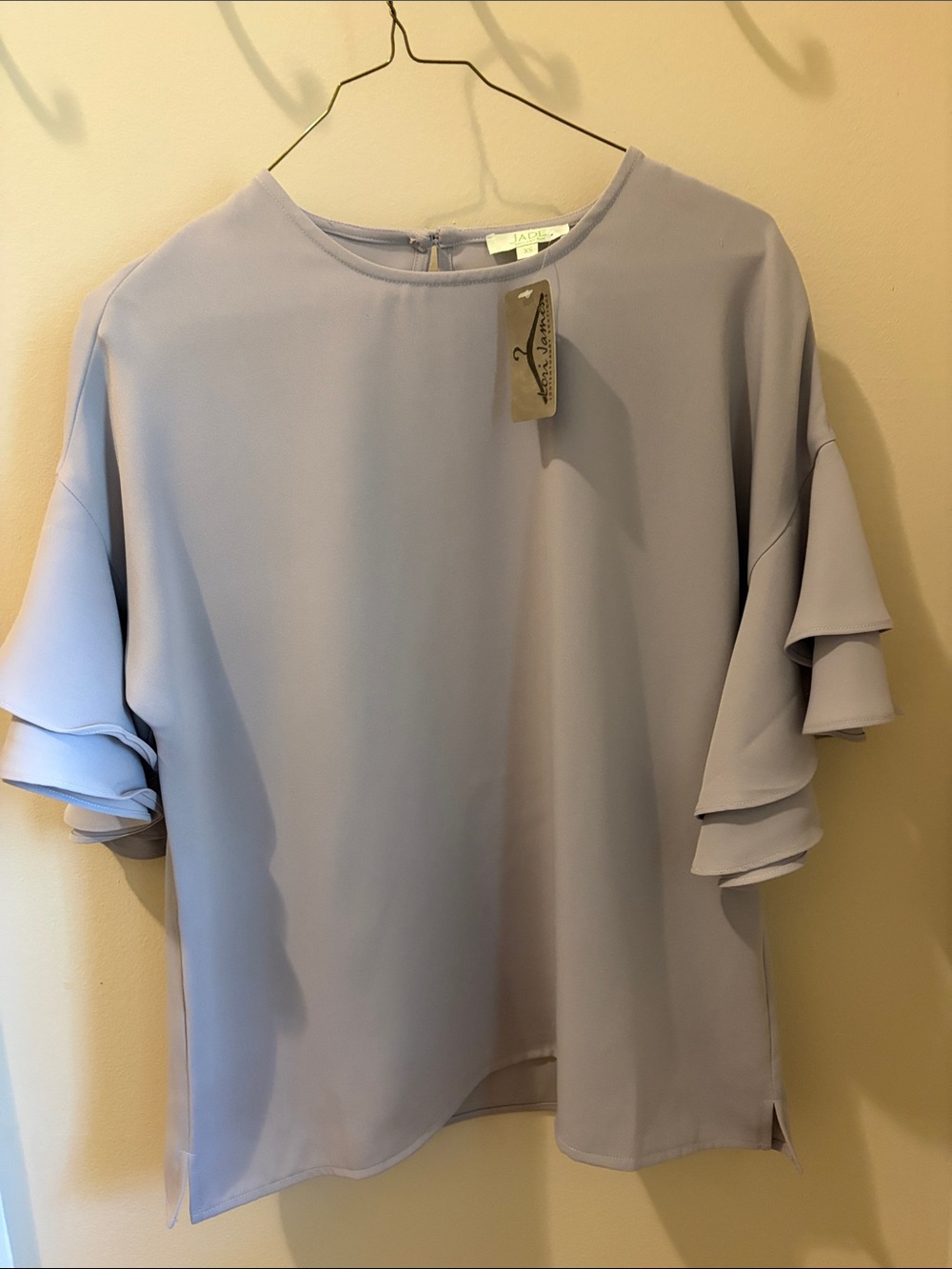 Jade Melody Tam Lavender Ruffle Sleeve Blouse